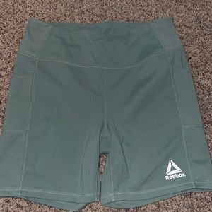 Sage green reebok biker shorts
